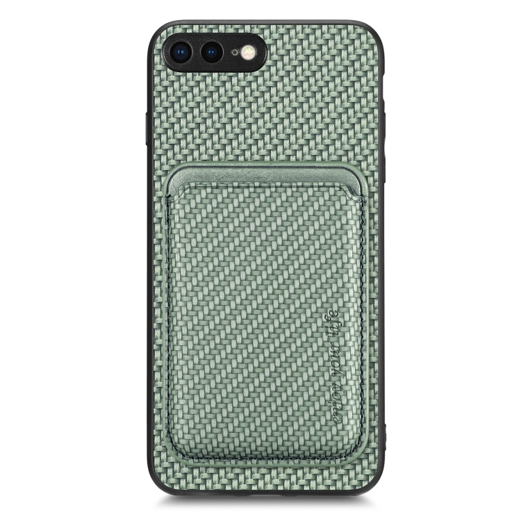 For iPhone 7 Plus / 8 Plus Carbon Fiber Leather Card Magsafe Magnetic Phone Case(Green) by buy2fix
