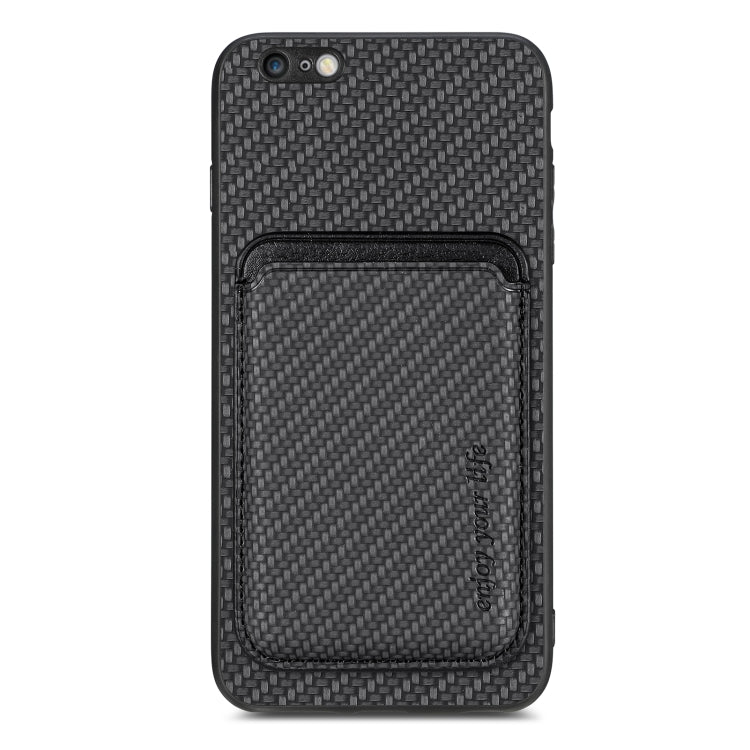 For iPhone 6 / 6s Carbon Fiber Leather Card Magsafe Magnetic Phone Case(Black) by buy2fix