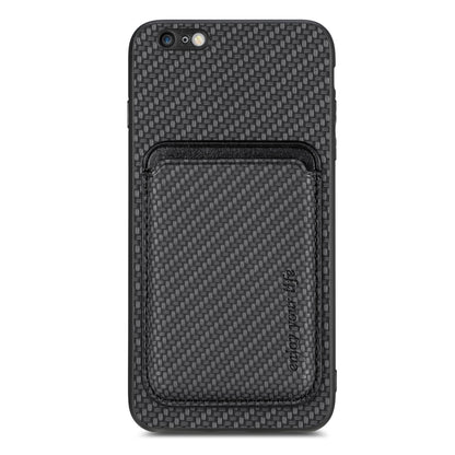 For iPhone 6 / 6s Carbon Fiber Leather Card Magsafe Magnetic Phone Case(Black) by buy2fix