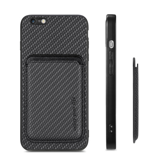 For iPhone 6 / 6s Carbon Fiber Leather Card Magsafe Magnetic Phone Case(Black) by buy2fix