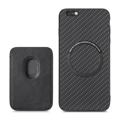 For iPhone 6 / 6s Carbon Fiber Leather Card Magsafe Magnetic Phone Case(Black) by buy2fix