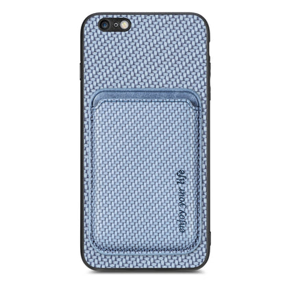 For iPhone 6 / 6s Carbon Fiber Leather Card Magsafe Magnetic Phone Case(Blue) by buy2fix