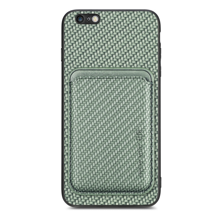 For iPhone 6 / 6s Carbon Fiber Leather Card Magsafe Magnetic Phone Case(Green) by buy2fix