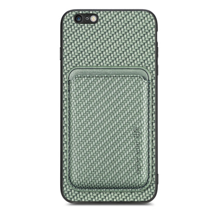 For iPhone 6 / 6s Carbon Fiber Leather Card Magsafe Magnetic Phone Case(Green) by buy2fix