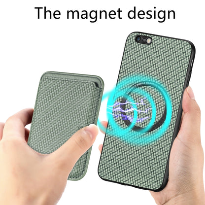 For iPhone 6 / 6s Carbon Fiber Leather Card Magsafe Magnetic Phone Case(Green) by buy2fix