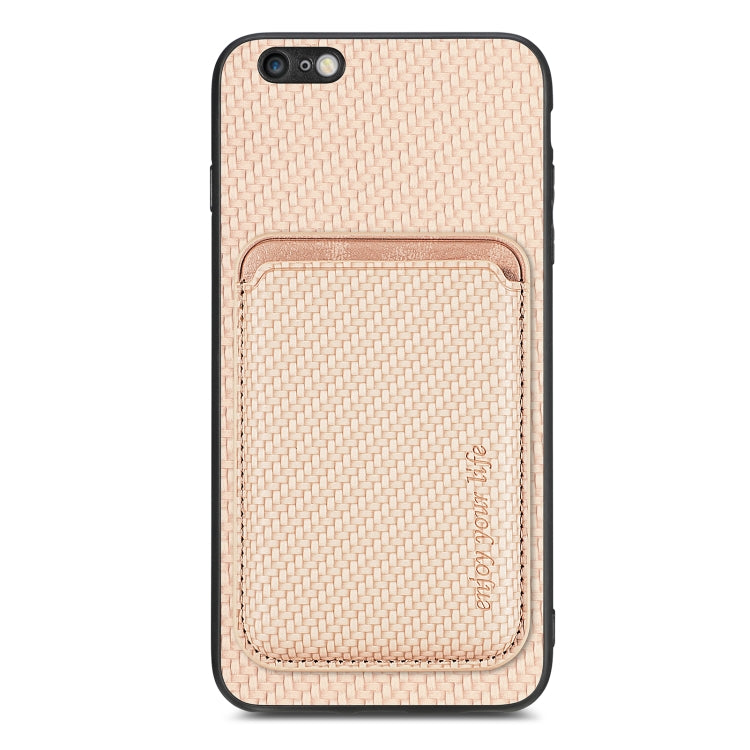 For iPhone 6 / 6s Carbon Fiber Leather Card Magsafe Magnetic Phone Case(Khaki) by buy2fix