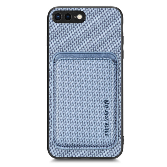 For iPhone SE 2022 / 2020 / 7 / 8 Carbon Fiber Leather Card Magsafe Magnetic Phone Case(Blue) by buy2fix