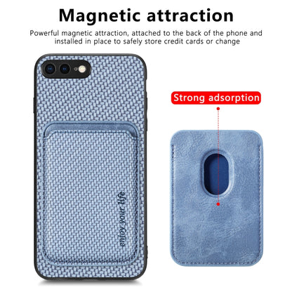 For iPhone SE 2022 / 2020 / 7 / 8 Carbon Fiber Leather Card Magsafe Magnetic Phone Case(Blue) by buy2fix