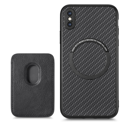 For iPhone XS Max Carbon Fiber Leather Card Magsafe Magnetic Phone Case(Black) by buy2fix