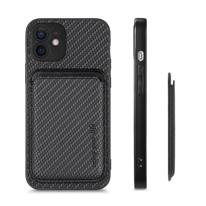 For iPhone 11 Pro Max Carbon Fiber Leather Card Magsafe Magnetic Phone Case(Black) by buy2fix
