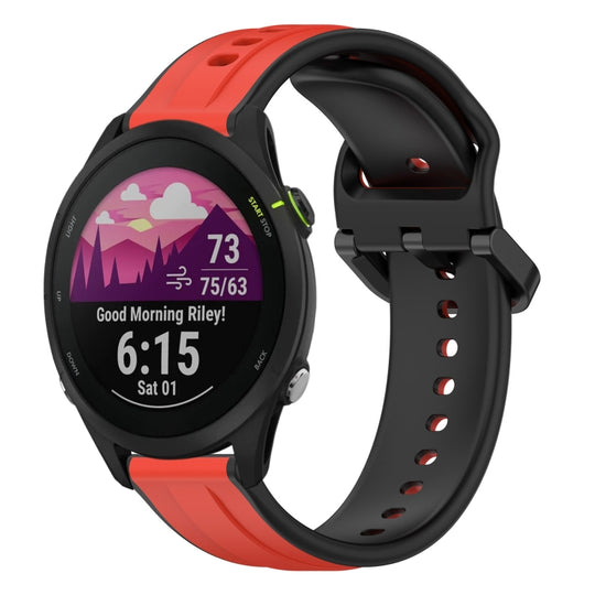 For Garmin Forerunner 255 22mm Convex Loop Two-Color Silicone Watch Band(Red+Black)