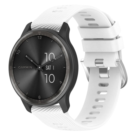 For Garmin Forerunner 55 20mm Cross Textured Solid Color Silicone Watch Band(White)