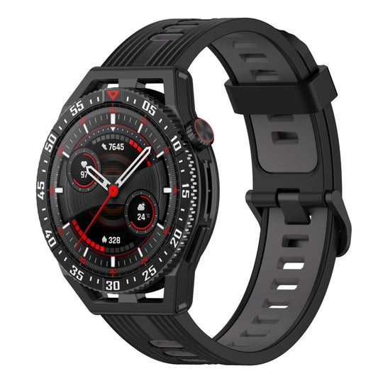 For Garmin Forerunner 265 22mm Vertical Two-Color Silicone Watch Band(Black+Grey)
