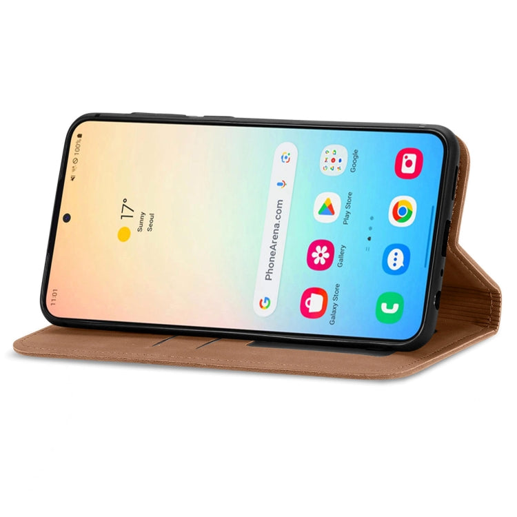 For Samsung Galaxy S25 5G Retro Skin Feel Magnetic Leather Phone Case(Brown) by buy2fix