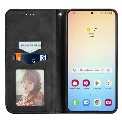 For Samsung Galaxy S25+ 5G Retro Skin Feel Magnetic Leather Phone Case(Black) by buy2fix