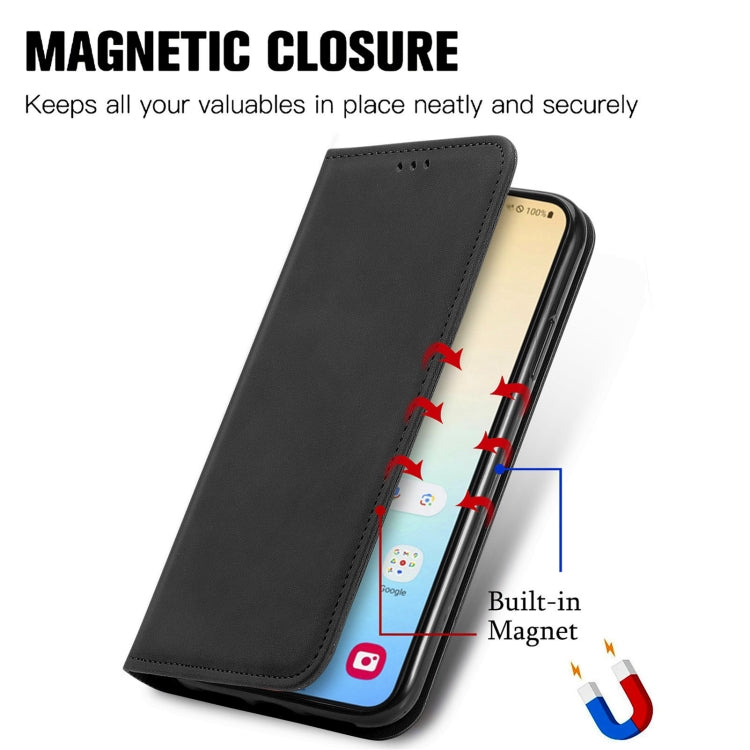 For Samsung Galaxy S25+ 5G Retro Skin Feel Magnetic Leather Phone Case(Black) by buy2fix