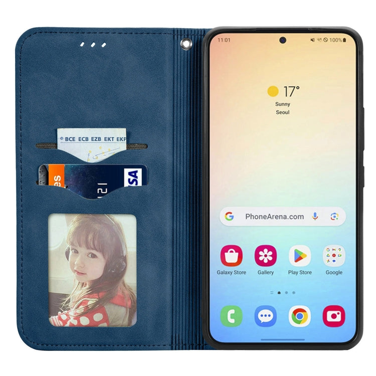 For Samsung Galaxy S25+ 5G Retro Skin Feel Magnetic Leather Phone Case(Blue) by buy2fix