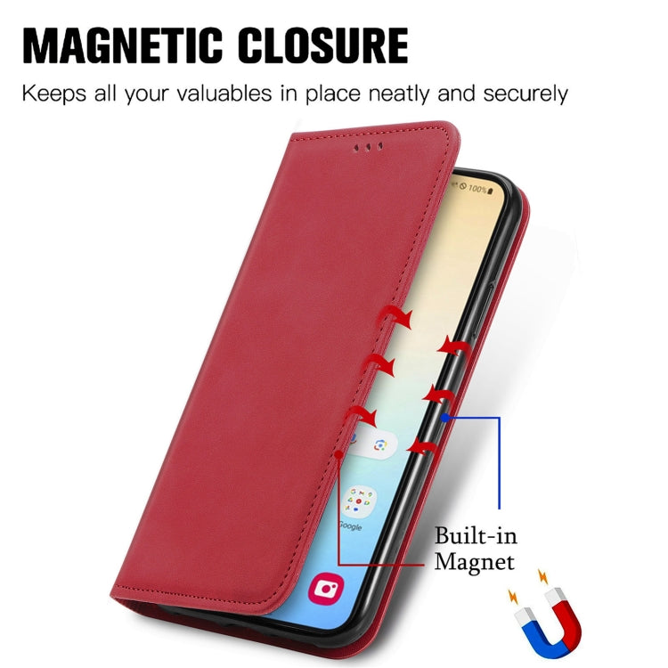 For Samsung Galaxy S25+ 5G Retro Skin Feel Magnetic Leather Phone Case(Red) by buy2fix
