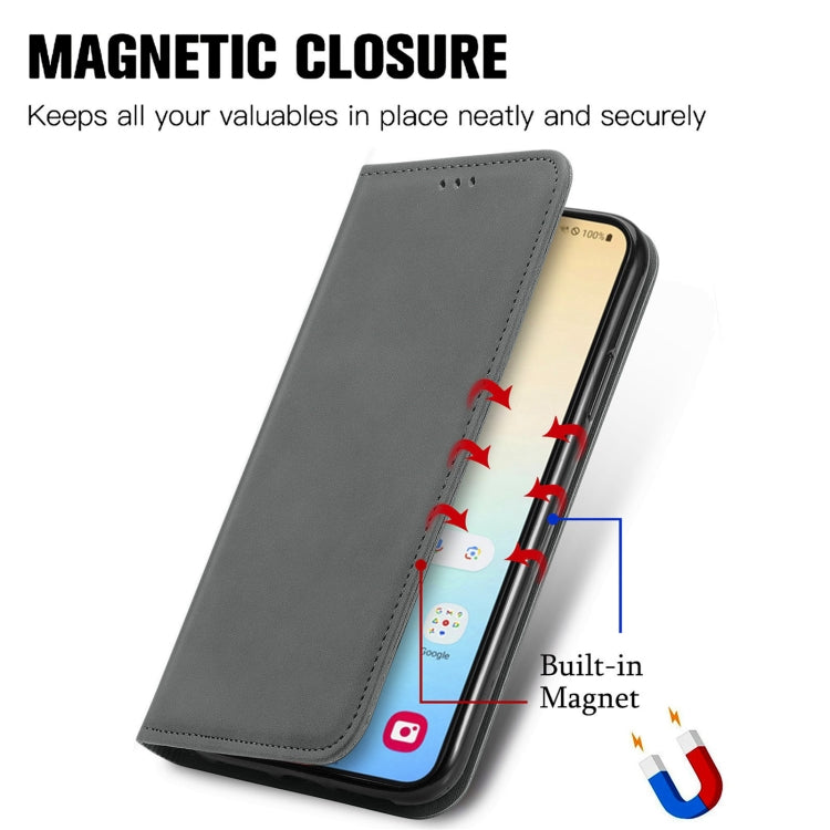 For Samsung Galaxy S25+ 5G Retro Skin Feel Magnetic Leather Phone Case(Gray) by buy2fix