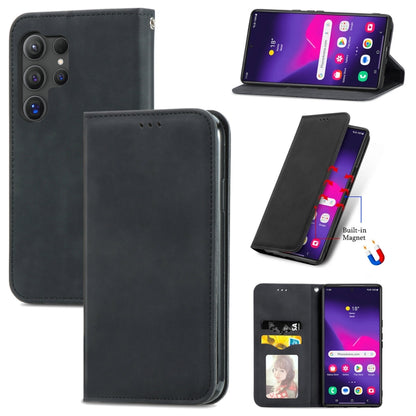 For Samsung Galaxy S25 Ultra 5G Retro Skin Feel Magnetic Leather Phone Case(Black) by buy2fix