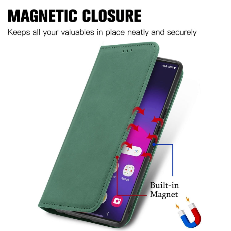 For Samsung Galaxy S25 Ultra 5G Retro Skin Feel Magnetic Leather Phone Case(Green) by buy2fix