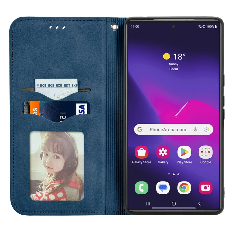 For Samsung Galaxy S25 Ultra 5G Retro Skin Feel Magnetic Leather Phone Case(Blue) by buy2fix