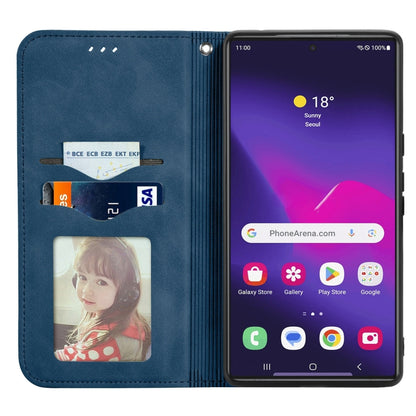 For Samsung Galaxy S25 Ultra 5G Retro Skin Feel Magnetic Leather Phone Case(Blue) by buy2fix