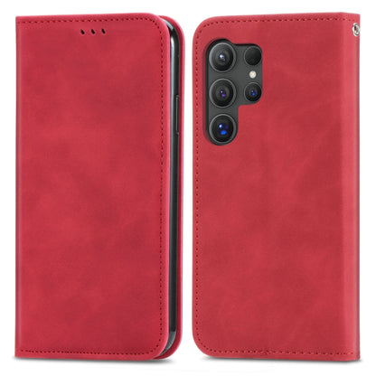 For Samsung Galaxy S25 Ultra 5G Retro Skin Feel Magnetic Leather Phone Case(Red) by buy2fix