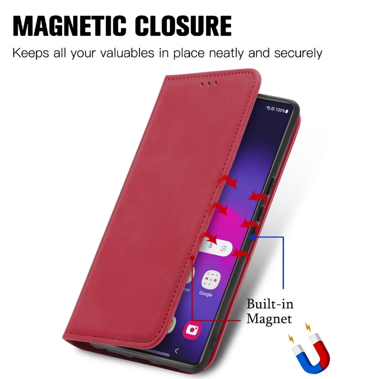 For Samsung Galaxy S25 Ultra 5G Retro Skin Feel Magnetic Leather Phone Case(Red) by buy2fix