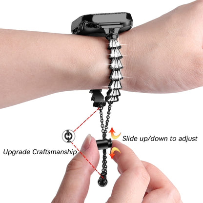 Zinc Alloy Diamond Crown Bracelet Watch Band For Apple Watch Ultra 49mm / Series 8&7 45mm(Black) by buy2fix