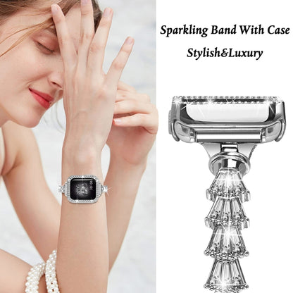 Zinc Alloy Diamond Crown Bracelet Watch Band For Apple Watch Ultra 49mm / Series 8&7 45mm(Silver) by buy2fix