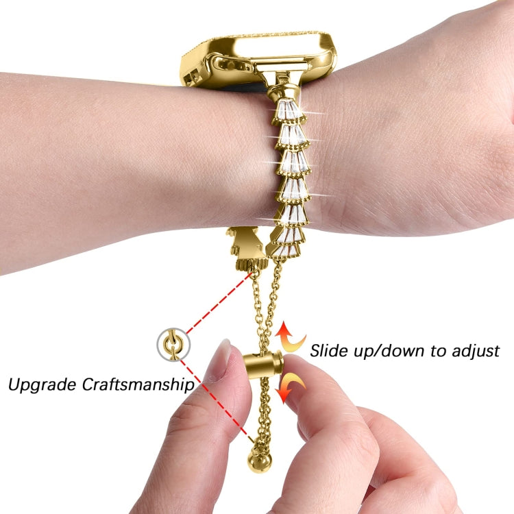 Zinc Alloy Diamond Crown Bracelet Watch Band For Apple Watch Ultra 49mm / Series 8&7 45mm(Gold) by buy2fix