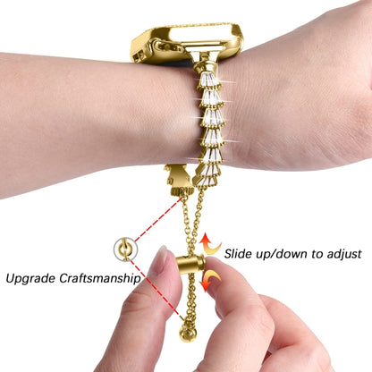 Zinc Alloy Diamond Crown Bracelet Watch Band For Apple Watch Ultra 49mm / Series 8&7 45mm(Gold) by buy2fix