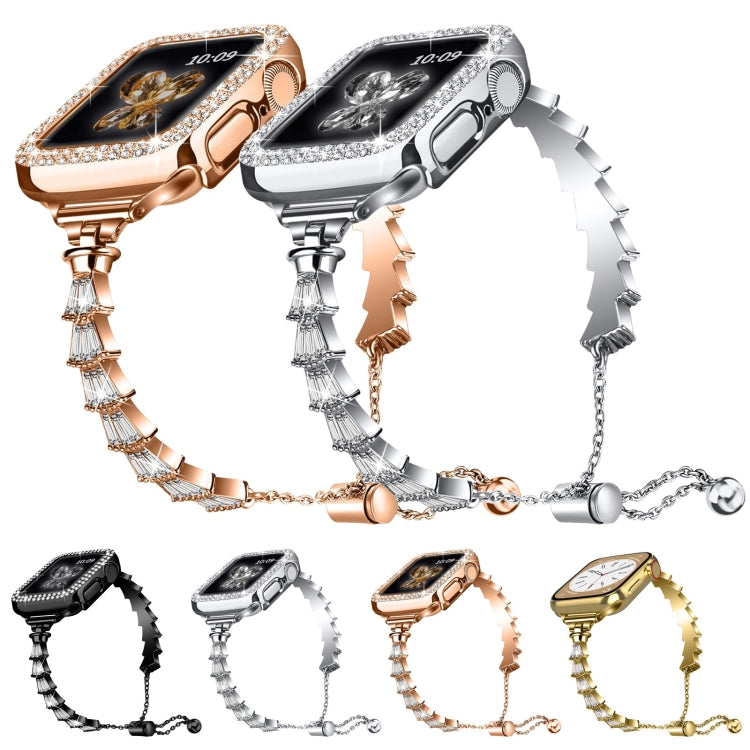 Zinc Alloy Diamond Crown Bracelet Watch Band For Apple Watch Ultra 49mm / Series 8&7 45mm(Black) by buy2fix