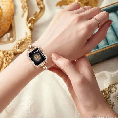 Zinc Alloy Diamond Crown Bracelet Watch Band For Apple Watch Ultra 49mm / Series 8&7 45mm(Gold) by buy2fix