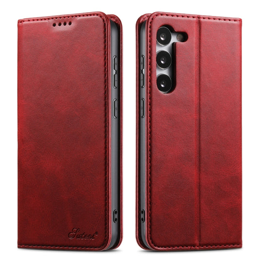 For Samsung Galaxy S24 Ultra 5G Suteni Calf Texture Horizontal Flip Leather Phone Case(Red)
