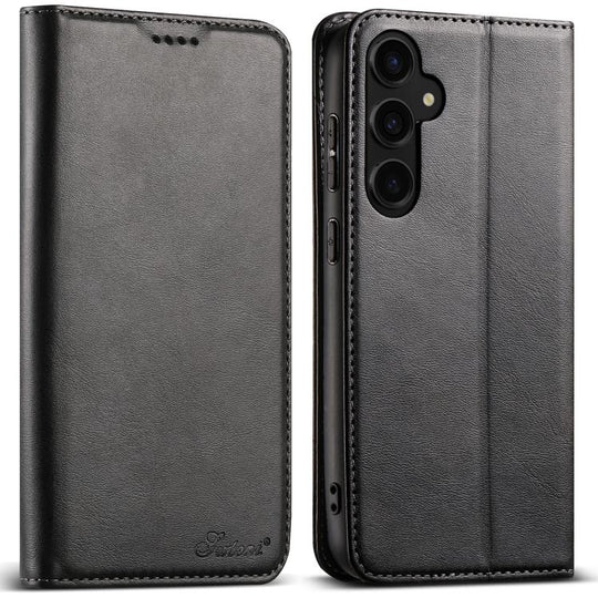 For Samsung Galaxy S25+ 5G Suteni Calf Texture Horizontal Flip Leather Phone Case(Black)