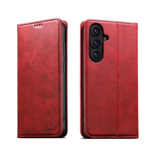 For Samsung Galaxy S26 5G Suteni Calf Texture Horizontal Flip Leather Phone Case(Red)