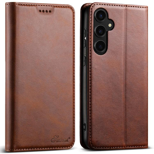 For Samsung Galaxy S26+ 5G Suteni Calf Texture Horizontal Flip Leather Phone Case(Brown)