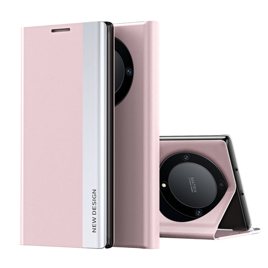 For Honor Magic5 Lite Side Electroplated Adsorption Leather Phone Case(Pink) - Honor Cases by buy2fix | Online Shopping UK | buy2fix