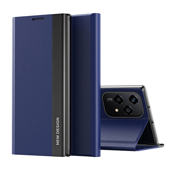 For Honor 200 Lite Global Side Electroplated Adsorption Leather Phone Case(Dark Blue)