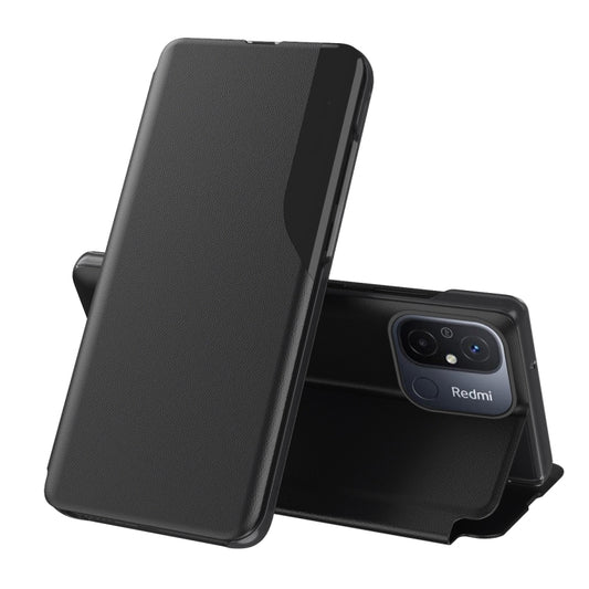 For Xiaomi Redmi 12C Attraction Flip Holder Leather Phone Case(Black) - Xiaomi Cases by buy2fix | Online Shopping UK | buy2fix