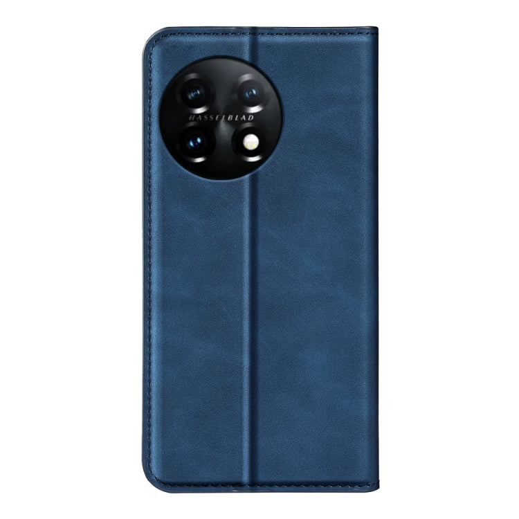 For OnePlus 11  Retro-skin Magnetic Suction Leather Phone Case(Dark Blue) - OnePlus Cases by buy2fix | Online Shopping UK | buy2fix