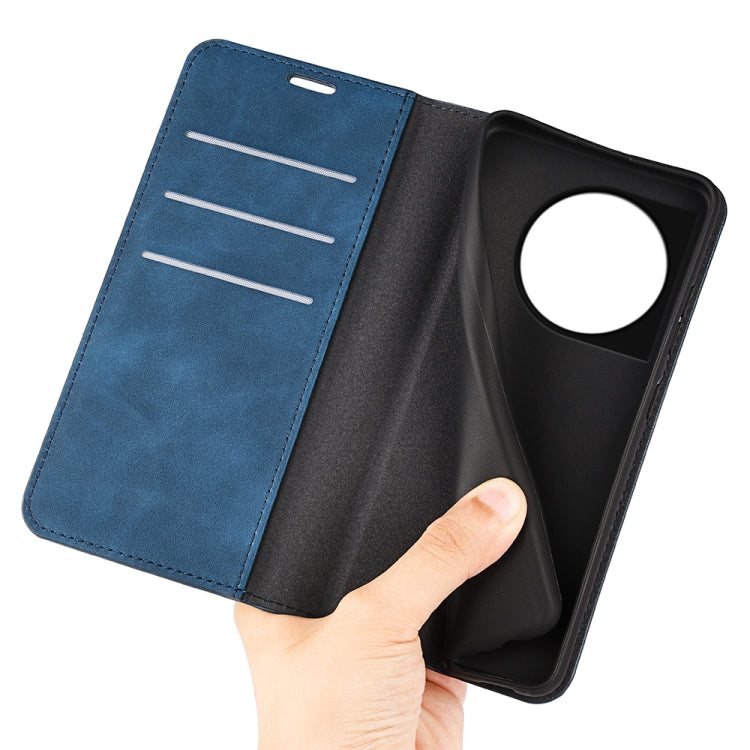 For OnePlus 11  Retro-skin Magnetic Suction Leather Phone Case(Dark Blue) - OnePlus Cases by buy2fix | Online Shopping UK | buy2fix
