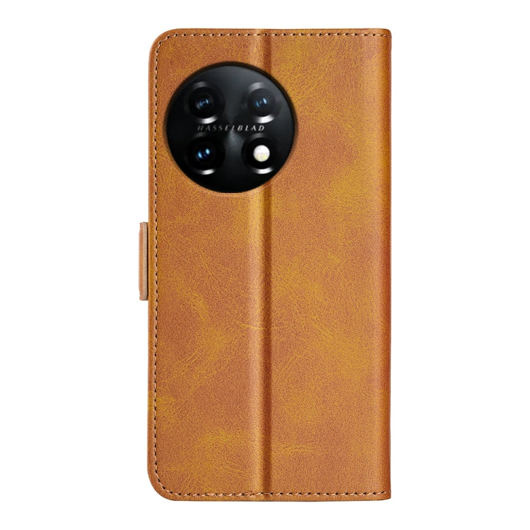 For OnePlus 11 Dual-side Magnetic Buckle Leather Phone Case(Yellow) - OnePlus Cases by buy2fix | Online Shopping UK | buy2fix