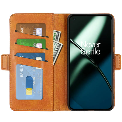 For OnePlus 11 Dual-side Magnetic Buckle Leather Phone Case(Yellow) - OnePlus Cases by buy2fix | Online Shopping UK | buy2fix