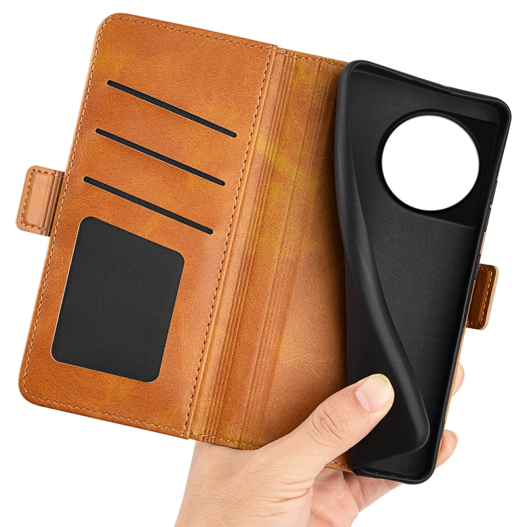 For OnePlus 11 Dual-side Magnetic Buckle Leather Phone Case(Yellow) - OnePlus Cases by buy2fix | Online Shopping UK | buy2fix