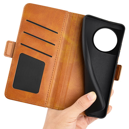 For OnePlus 11 Dual-side Magnetic Buckle Leather Phone Case(Yellow) - OnePlus Cases by buy2fix | Online Shopping UK | buy2fix