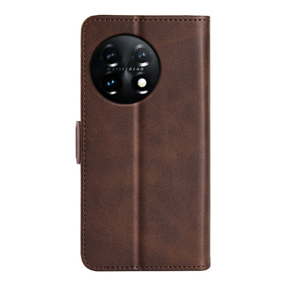 For OnePlus 11 Dual-side Magnetic Buckle Leather Phone Case(Brown) - OnePlus Cases by buy2fix | Online Shopping UK | buy2fix