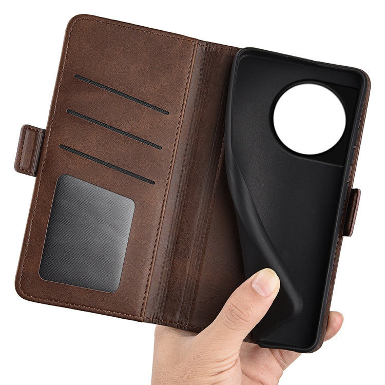 For OnePlus 11 Dual-side Magnetic Buckle Leather Phone Case(Brown) - OnePlus Cases by buy2fix | Online Shopping UK | buy2fix